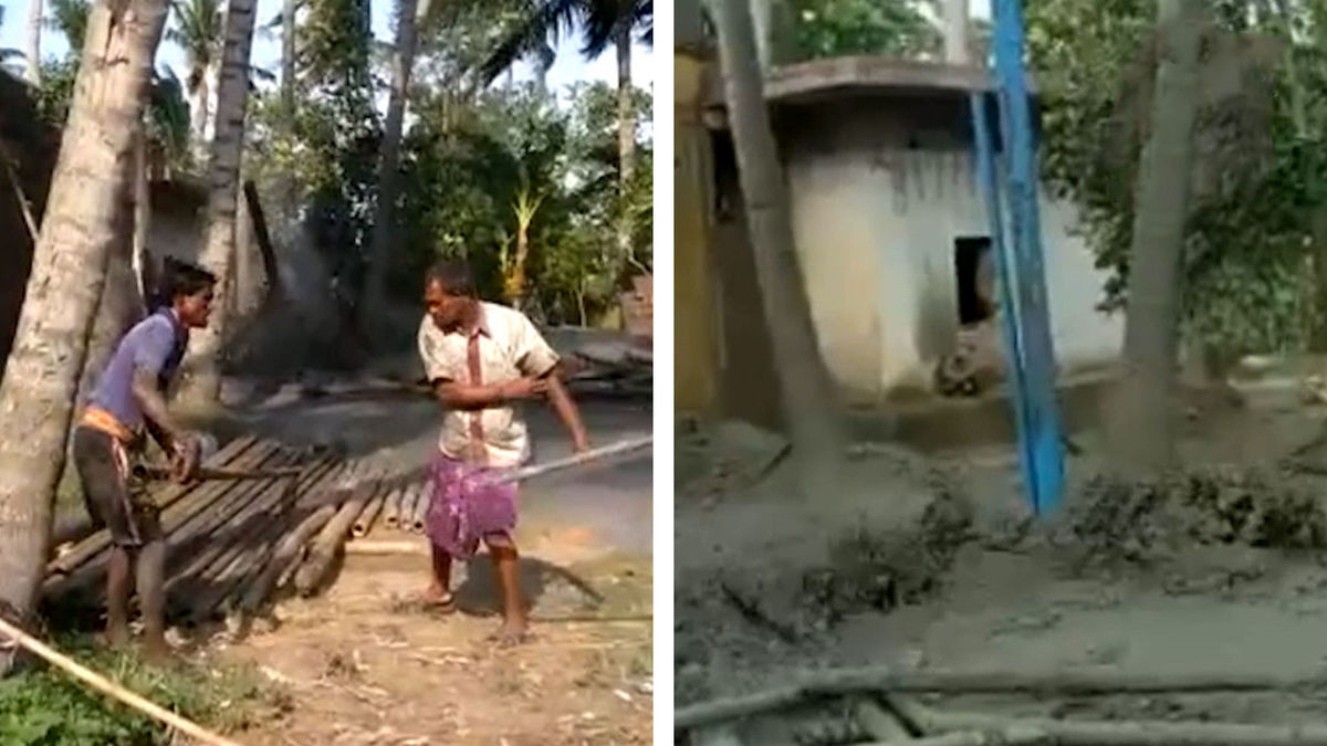 جوشیدن آب از حیاط خانه مرد هندی به شکلی هولناک + فیلم