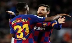برتری بارسلونا مقابل حریف انتهای جدولی با درخشش مسی و فاتی