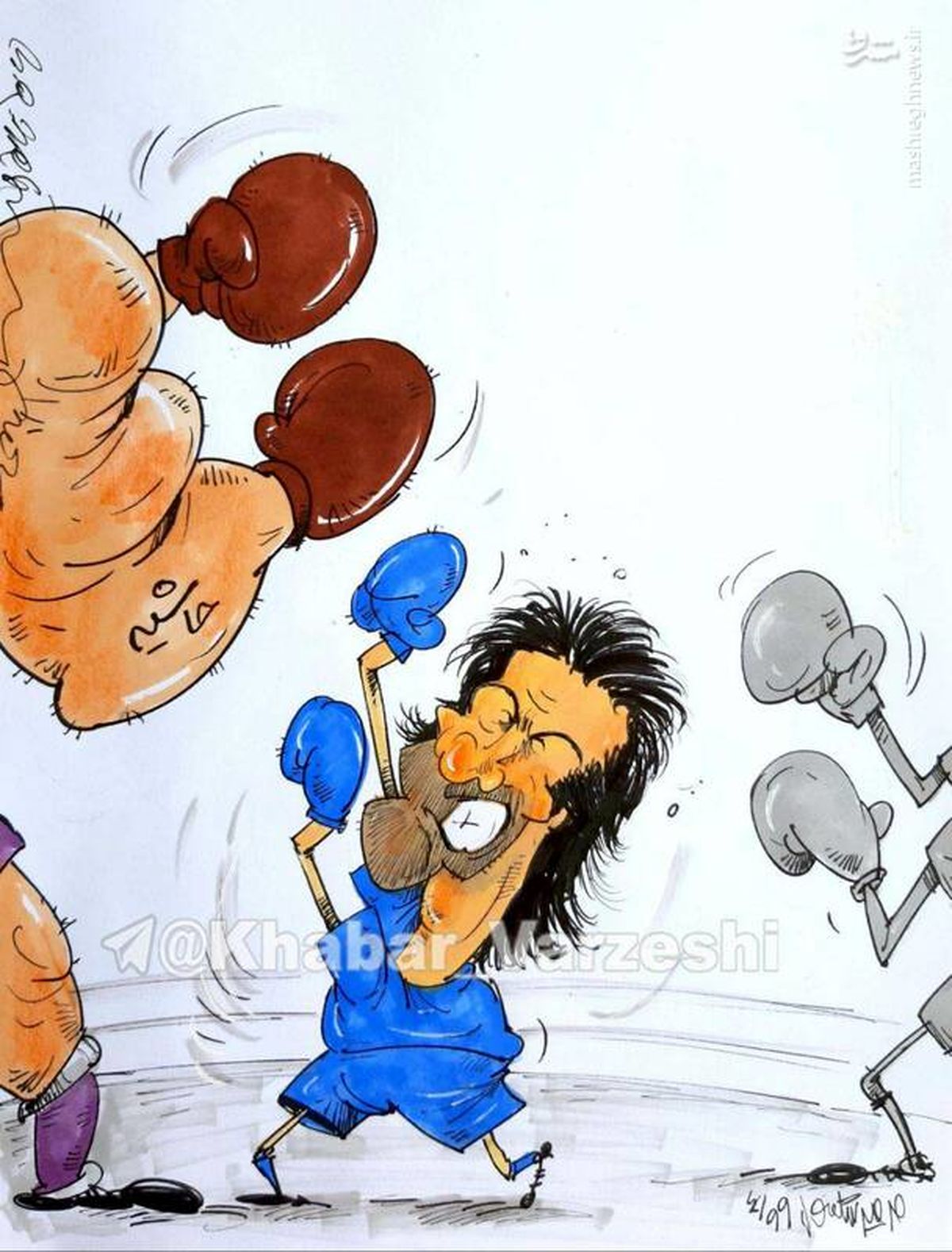 کاریکاتور/ مبارزه فرهاد مجیدی با حواشی