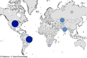نقشه هارواردکه میزان شیوع کرونا در کشورهای مختلف نشان می‌دهد