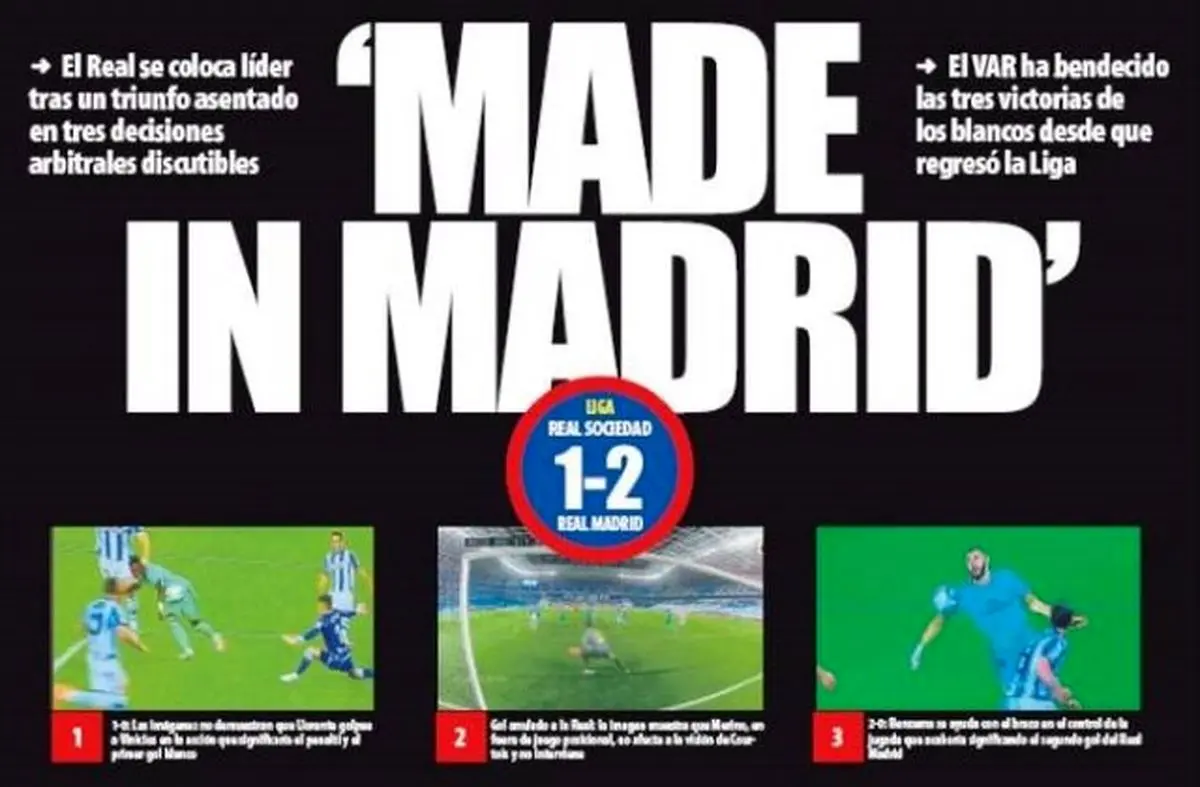 خشم رسانه‌های کاتالانی از پیروزی رئال مادرید با قضاوت جنجالی