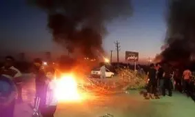 اهالی روستای ام طمیر اهواز جاده قدیم خرمشهر را بستند