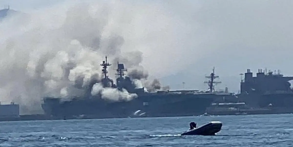 ببینید| انفجار ناوشکن آمریکایی در بندر سن دیگو