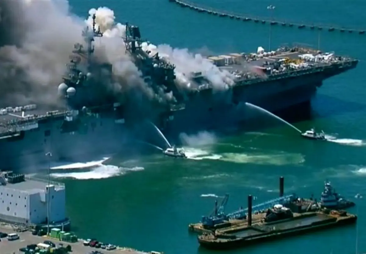 مجروحان آتش‌سوزی در ناو آمریکایی به ۵۷ نفر رسید
