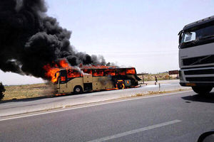 آتش‌گرفتن اتوبوس در محور فومن - سراوان