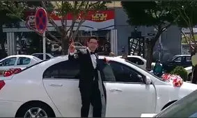 عروس و داماد در حوزه رأی‌گیری+فیلم