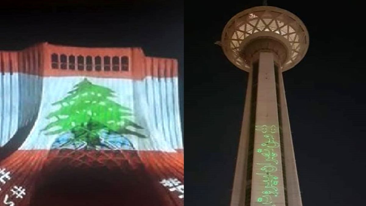 برج میلاد و آزادی به رنگ پرچم لبنان درآمدند