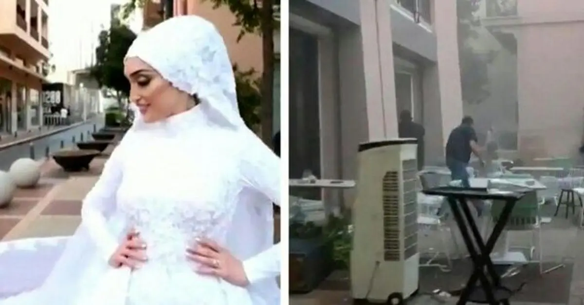 تخمین قدرت انفجار بیروت از روی لباس عروس لبنانی!