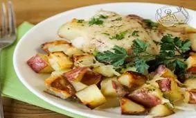 آموزش طبخ مرغ و سیب زمینی پنیری