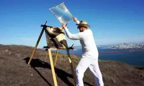 خلق نقاشی با آینه، لنز و نور خورشید/ ویدئو