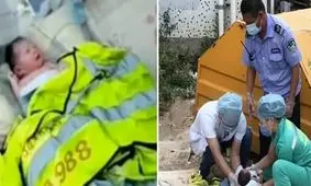 پیداشدن نوزاد در کنار سطل آشغال خیابان / ویدئو