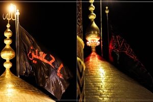 تعویض پرچم حرم امام حسین(ع) و حضرت عباس (ع) در شب اول محرم