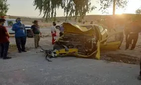 یک کشته و ۲ مصدوم در پی برخورد کامیون با سمند در محور دهدشت-بهبهان