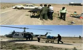 واژگونی خودرو در میاندشت/ امدادرسانی به مصدومان با بالگرد اورژانس هوایی شاهرود