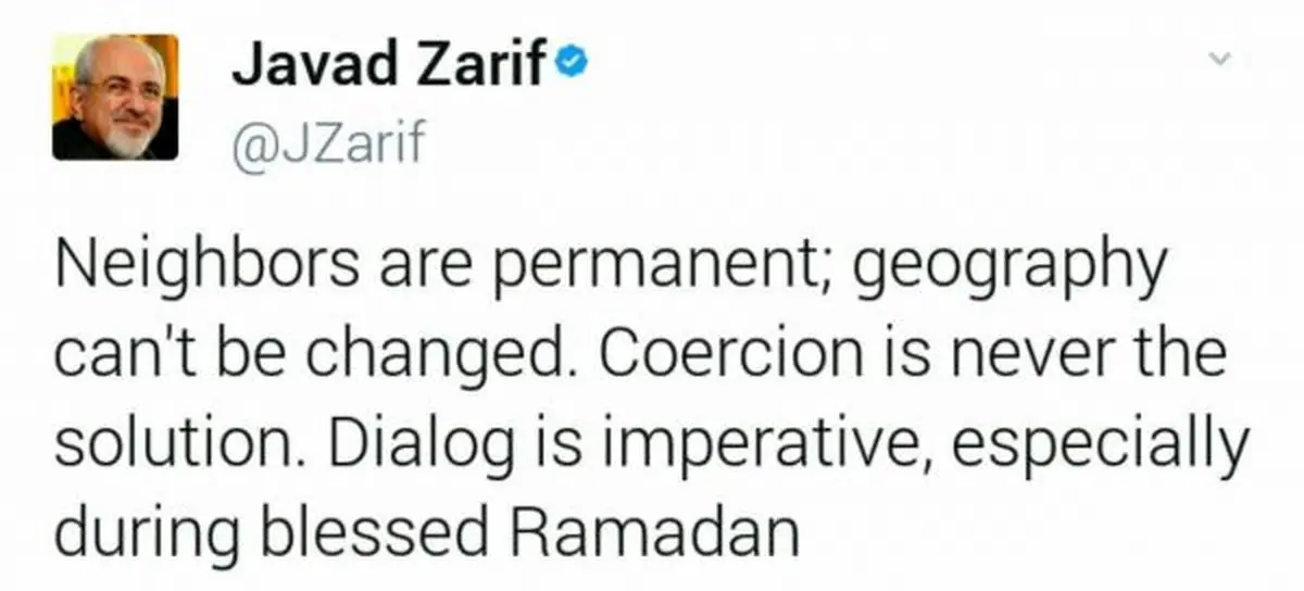 توئیت ظریف درباره تنش میان قطر و چند کشور عربی