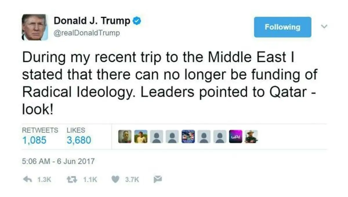اولین واکنش ترامپ به تنش میان قطر و کشورهای عربی