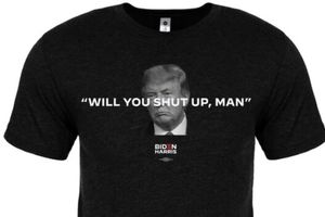 فروش تی‌شرت‌های "خفه می‌شوی مرد" از سوی کمپین بایدن