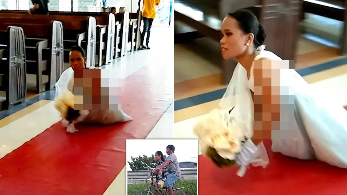 دختر بدون پای فیلیپینی روز عروسی اش را چگونه جشن گرفت؟/ ویدئو