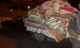 توقیف پژویی با بار کامیون در تهران