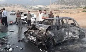 سوختن ۲ مرد خراسانی در تصادف ۲ پژو