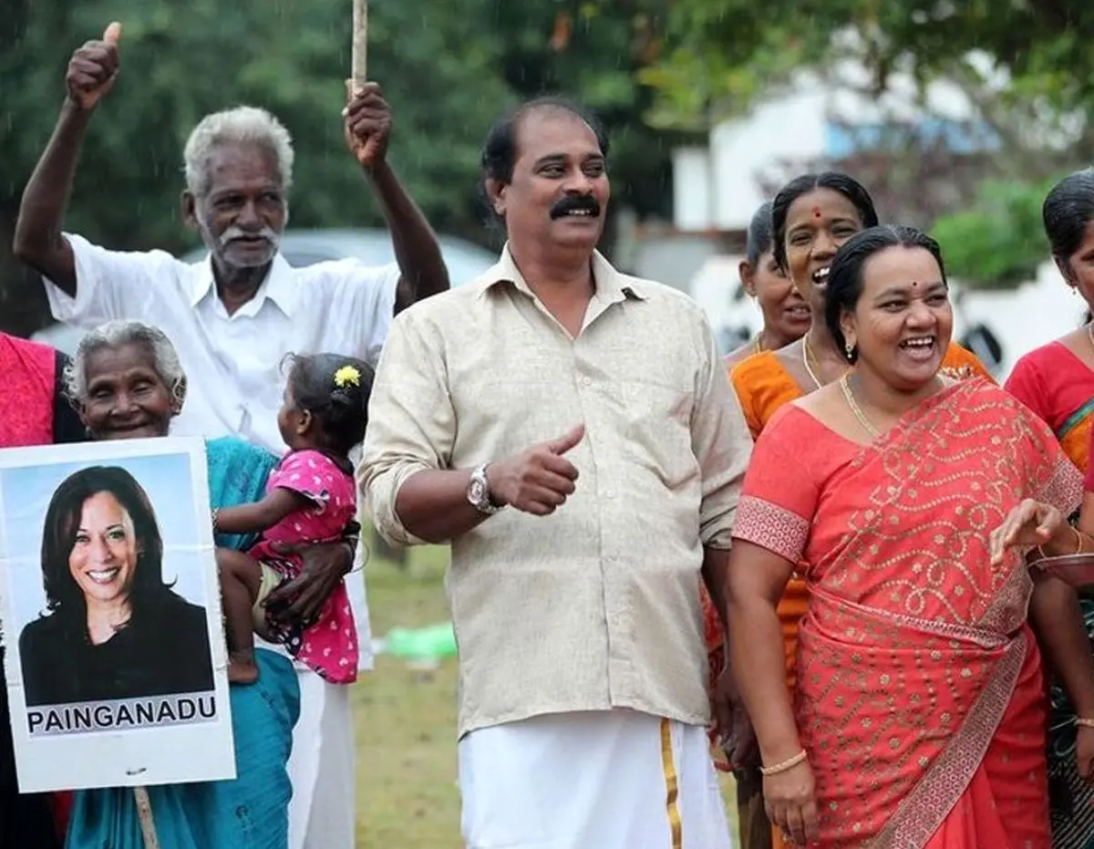 جشن پیروزی کامالا هریس در روستای آبا و اجدادی/ عکس