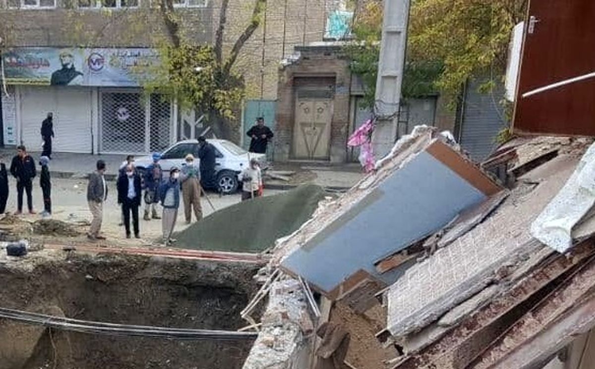 ساختمان مسکونی بر اثر گودبرداری ناایمن در بوکان تخریب شد/ تصویر