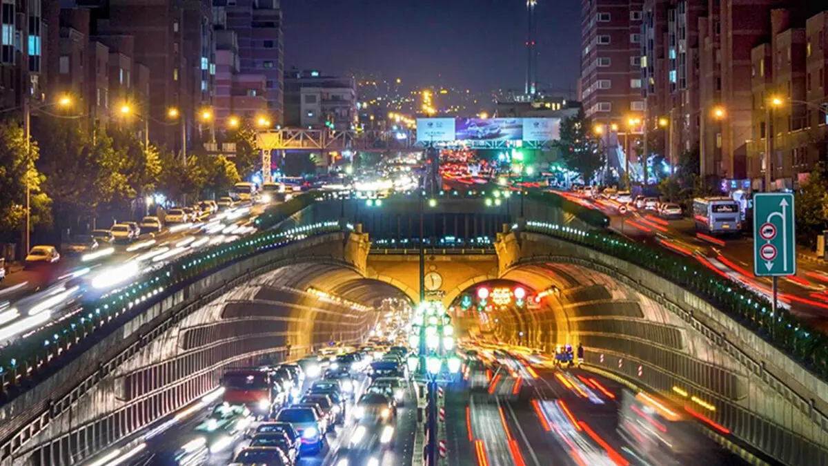 نقشه آنلاین ترافیک تهران در ساعت ۲۱