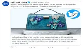 گرانترین کیف دستی زنانه جهان به ارزش 5.3 میلیون پوند