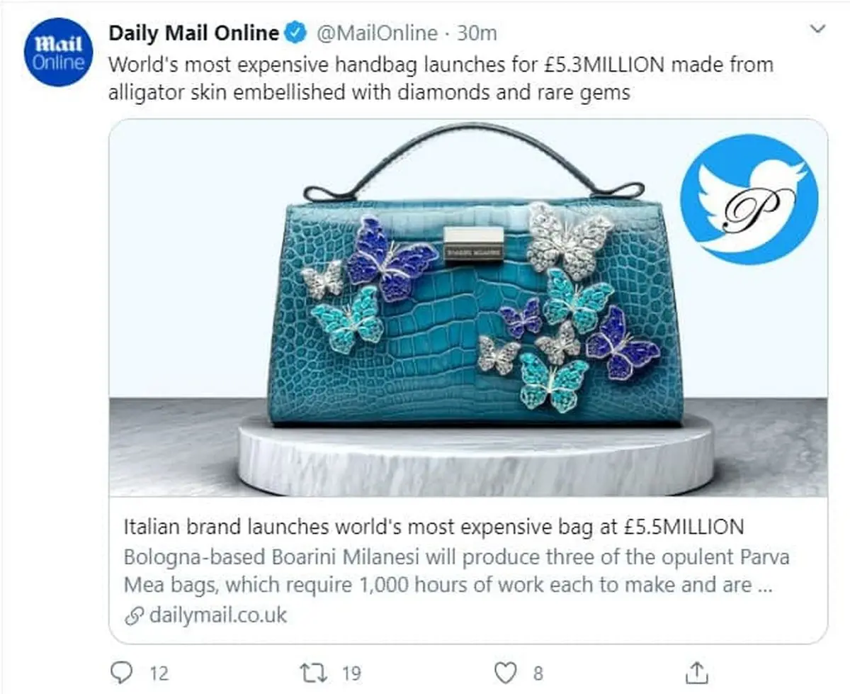 گرانترین کیف دستی زنانه جهان به ارزش 5.3 میلیون پوند