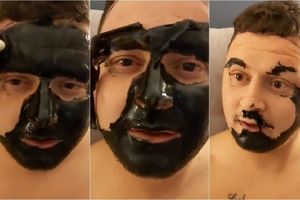 ماسک زغال و بلایی که مرد بی تجربه بر سر صورتش آورد!/ ویدئو
