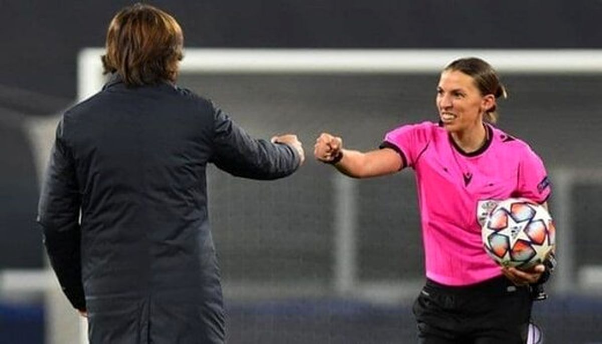 سوت تاریخی یک زن در لیگ قهرمانان اروپا /عکس