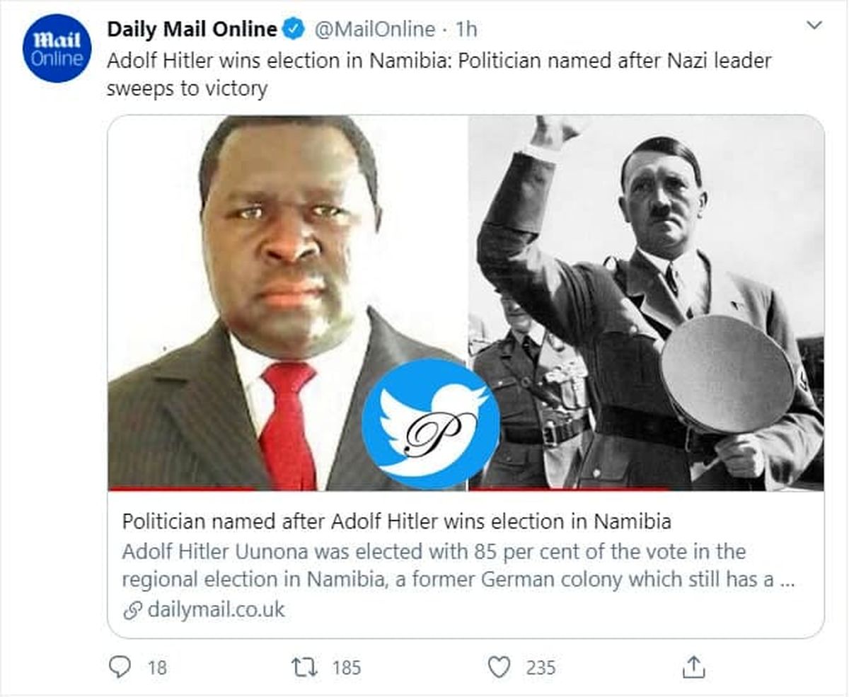 آدولف هیتلر برنده انتخابات در کشور افریقایی نامیبیا