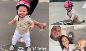دختر نابغه یک ساله اسکیت‌سوار را ببینید