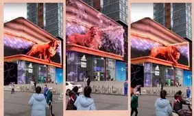 کیفیت بالای نمایشگر سه‌بعدی، عابران را فراری داد!