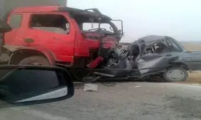 4 کشته در تصادف پراید و کامیون