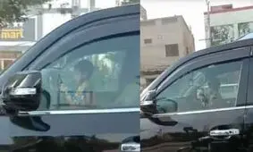 رانندگی کودک ۵ ساله با لندکروز شاسی بلند در خیابان!/ ویدئو