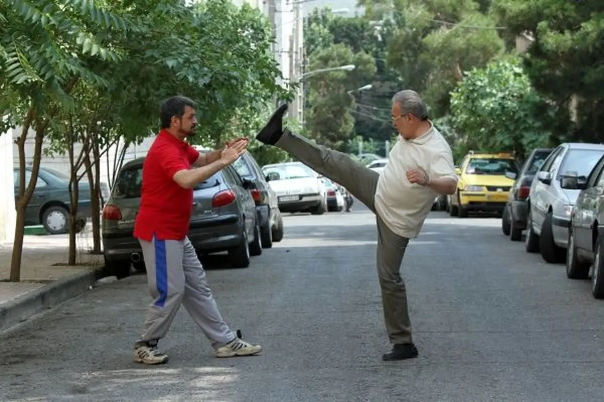 زوج هنری احمدزاده - شهریاری در حال تمرینات رزمی