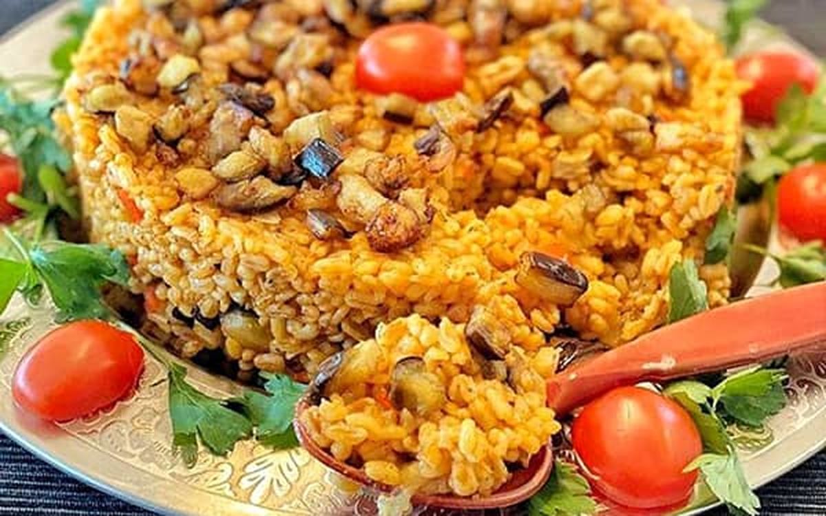 طرز تهیه پلو بادمجان ترکی