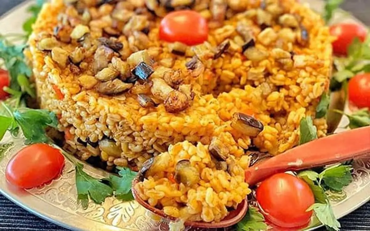 طرز تهیه پلو بادمجان ترکی