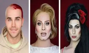 مرد هنرمندی که خود را به شکل سلبریتی‌های هالیوودی درمی‌آورد