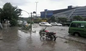 تصاویری از جاری شدن آب در خیابان های دماوند