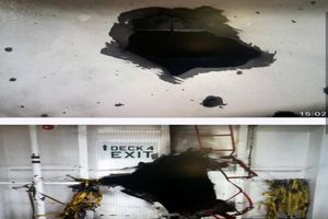نخستین تصویر از کشتی صهیونیستی منفجر شده در دریای عمان