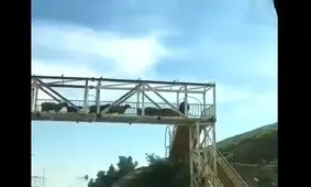 عبور موفق گله گوسفندان از روی پل هوایی/ ویدئو
