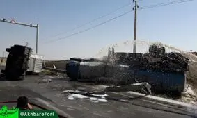واژگون شدن تانکر بنزین در ارومیه