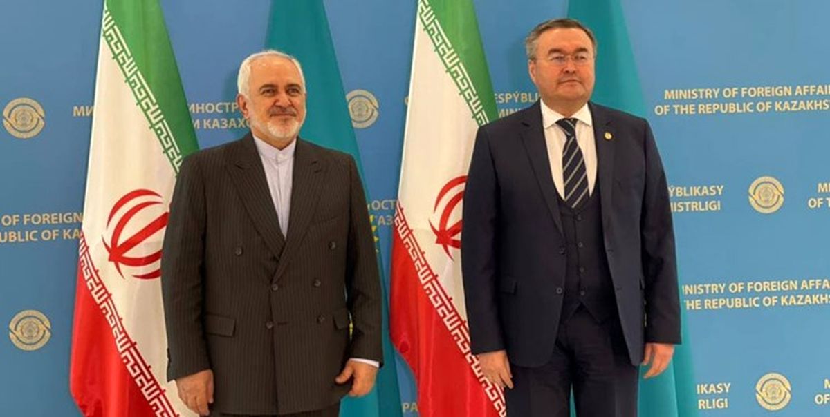 ظریف به دنبال مذاکرات ترسیم خط مبدأ دریای خزر در قزاقستان