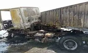 لحظه آتش سوزی تریلی در تبریز/ ویدئو