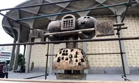 کلید مجسمه "فرهاد قفل زن" مرمت و دوباره نصب شد