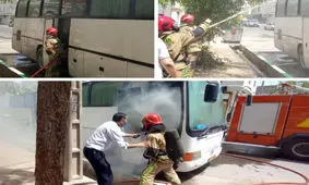 حریق اتوبوس مسافربری در قرچک