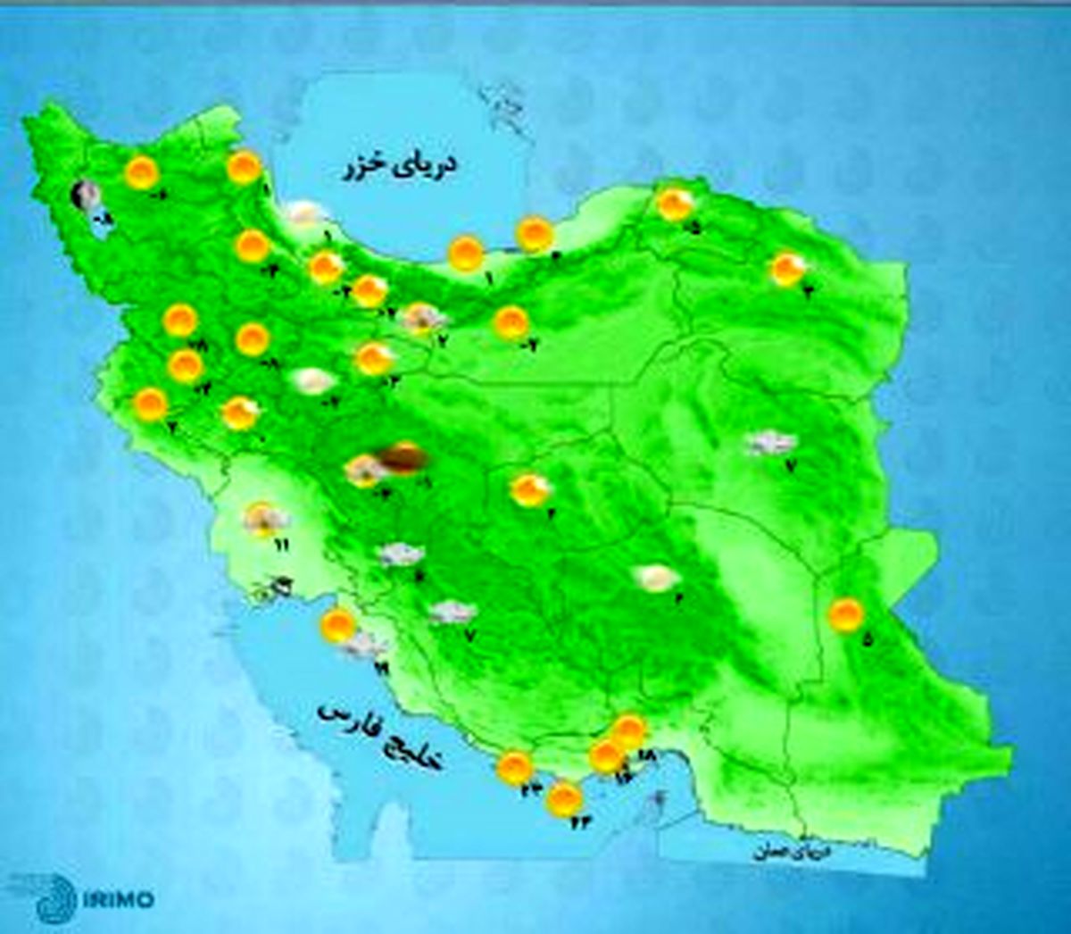 نقشه آب وهوا استان های کشور