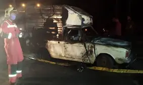 حادثه مرگبار در جاده خاوران/ مادر و کودک ۳ساله در آتش سوختند